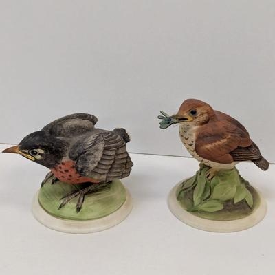 Vintage Boehm Baby Robin & Baby Wood Thrush Porcelain Figurines #437 & #444
