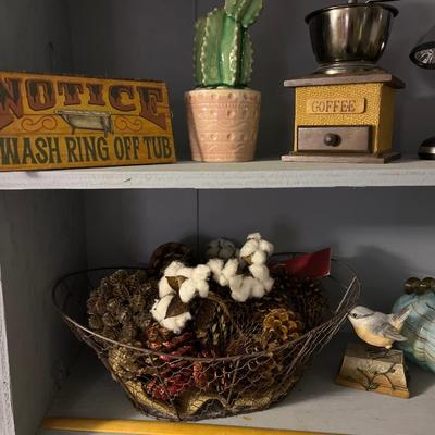 2 glass pumpkins & misc