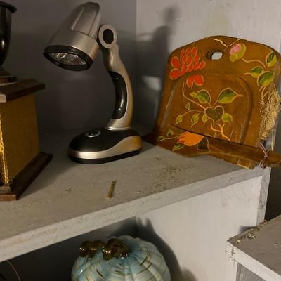 2 glass pumpkins & misc