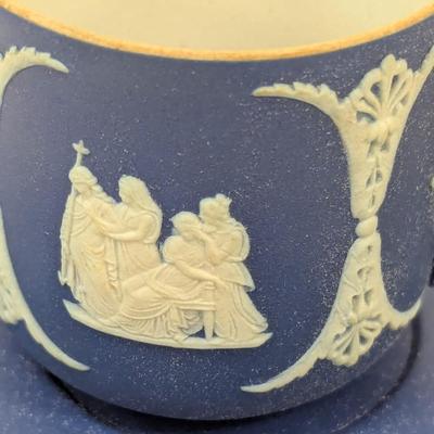 Antique Dark Blue Wedgwood Jasperware Tea Pot Cup & Saucer