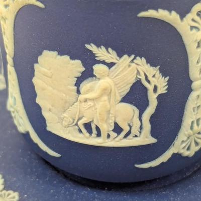 Antique Dark Blue Wedgwood Jasperware Tea Pot Cup & Saucer
