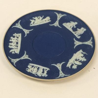 Antique Dark Blue Wedgwood Jasperware Tea Pot Cup & Saucer