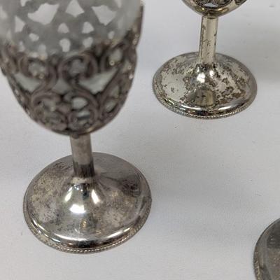 Vintage Silver Tone Filigree Cordial Liqueur Glassware