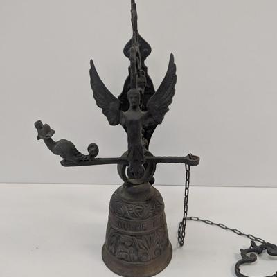 Vintage Church Wall Bell For Sanctuary & Sacristy "Who Touches Me Hear My Voice"