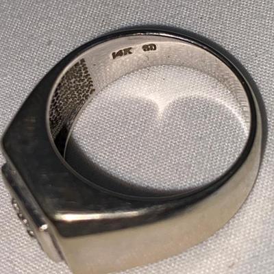 14K WHITE GOLD MEN'S RING WITH .25 CW DIAMOND SIZE 10.5