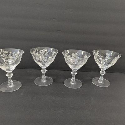 24 Pieces Of Etched Tiffin Stemware