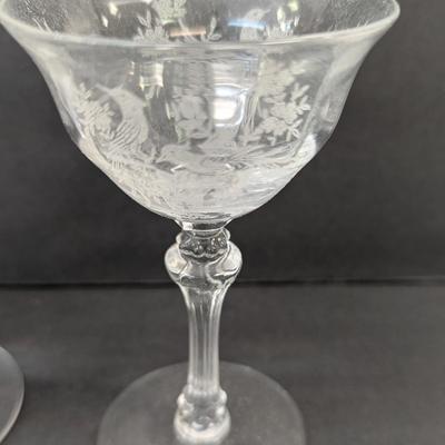 24 Pieces Of Etched Tiffin Stemware