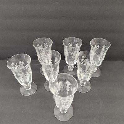24 Pieces Of Etched Tiffin Stemware