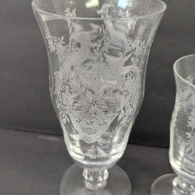 24 Pieces Of Etched Tiffin Stemware