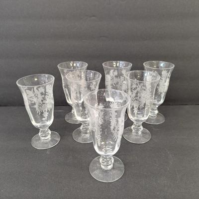 24 Pieces Of Etched Tiffin Stemware