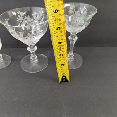 24 Pieces Of Etched Tiffin Stemware