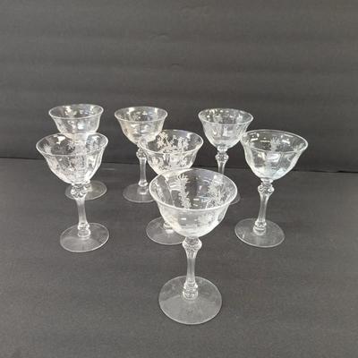 24 Pieces Of Etched Tiffin Stemware