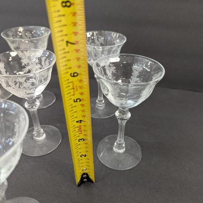 24 Pieces Of Etched Tiffin Stemware