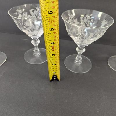24 Pieces Of Etched Tiffin Stemware