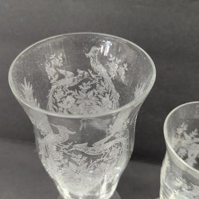 24 Pieces Of Etched Tiffin Stemware