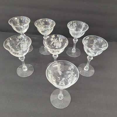 24 Pieces Of Etched Tiffin Stemware