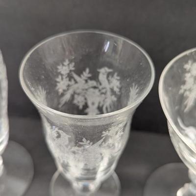 24 Pieces Of Etched Tiffin Stemware