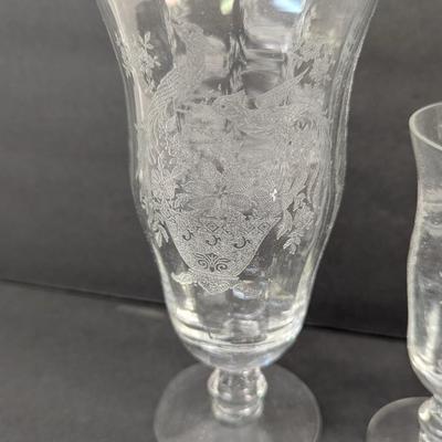 24 Pieces Of Etched Tiffin Stemware