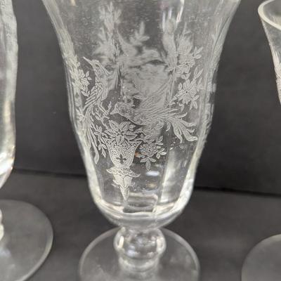 24 Pieces Of Etched Tiffin Stemware