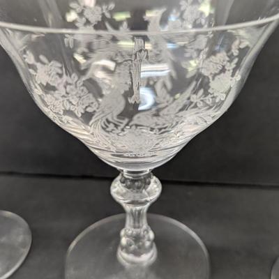 24 Pieces Of Etched Tiffin Stemware