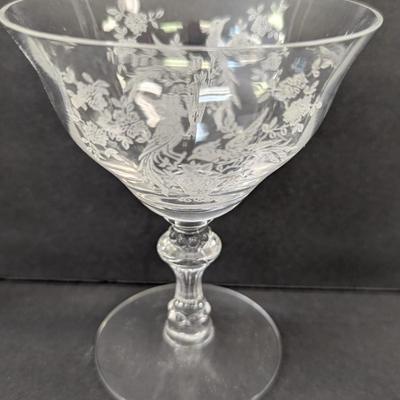 24 Pieces Of Etched Tiffin Stemware