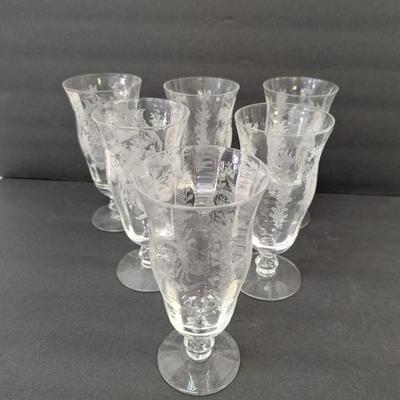 24 Pieces Of Etched Tiffin Stemware