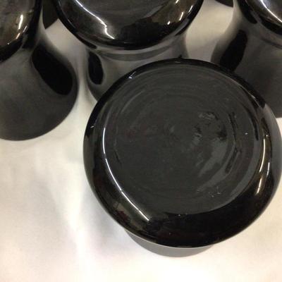 Black Glass MCM Set Of 7 Drinking Glasses