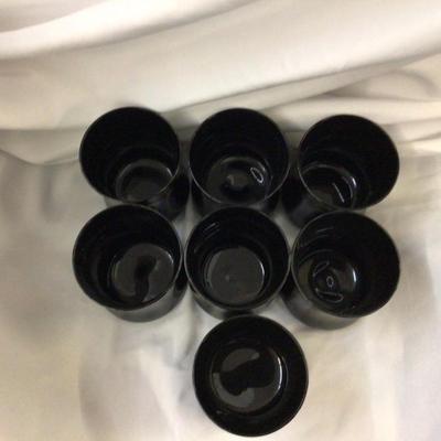 Black Glass MCM Set Of 7 Drinking Glasses