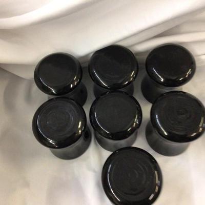 Black Glass MCM Set Of 7 Drinking Glasses