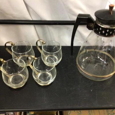 MCM Glass Coffee Craft and Four Glass Coffee Cups
