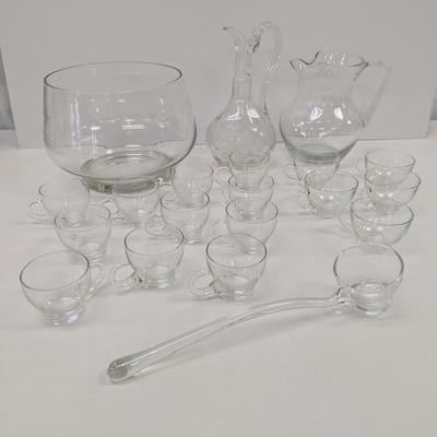 Vintage Punch Bowl With Glass Wine & Tea Pitchers