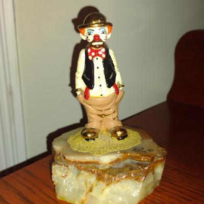 Vintage Ron Lee Clown Figurine on Stone Base- Approx 5 1/2" Tall