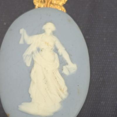Wedgwood Blue Jasperware Plaques Goddess Diana In Mirror Shadow Box