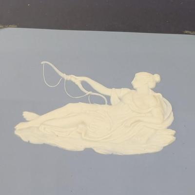 Wedgwood Blue Jasperware Plaques Goddess Diana In Mirror Shadow Box