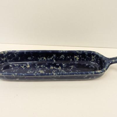 Bennington Pottery Blue Agate Banneton Tray & Little Crock Dish