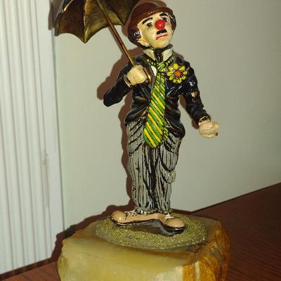 Vintage Ron Lee Clown Figurine on Stone Base- Charlie Chaplin (1982)