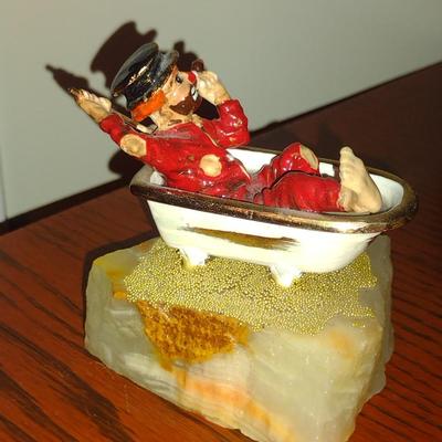 Vintage Ron Lee Clown Figurine on Stone Base- Red Skelton in Tub (1984)