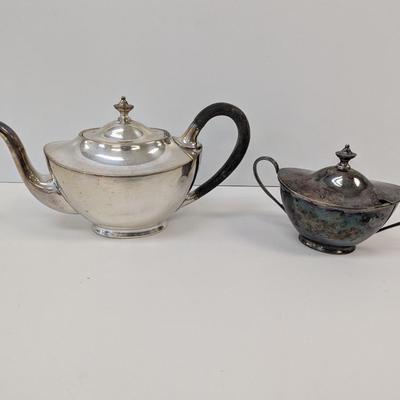 W. G. Webster Teapot & Silver Plated Sugar Dish