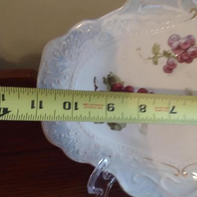 Pair of Hand Painted Porcelain Plates with Grape Design