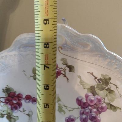 Pair of Hand Painted Porcelain Plates with Grape Design