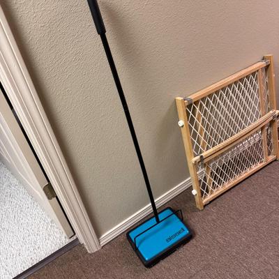 Floor sweeper and baby gate