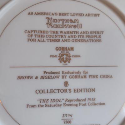 'The Idol' Norman Rockwell Design Gorham Plate- Numbered