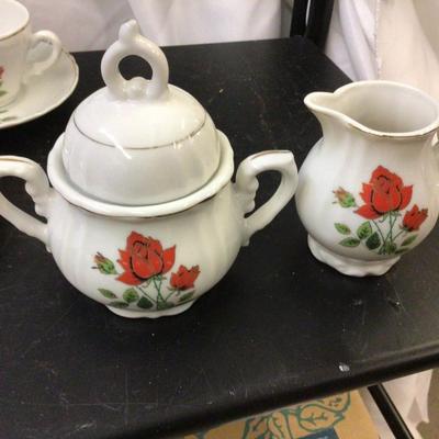 Six Japan Cups and Saucer with Matching Cream and Sugar