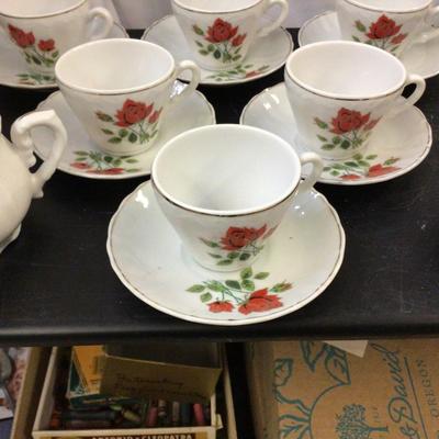 Six Japan Cups and Saucer with Matching Cream and Sugar