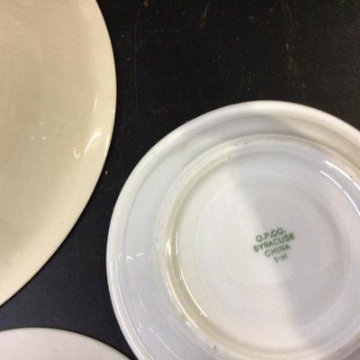 Vintage Plates, Bowl, and Frog Sponge Holder
