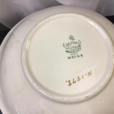 Vintage Plates, Bowl, and Frog Sponge Holder