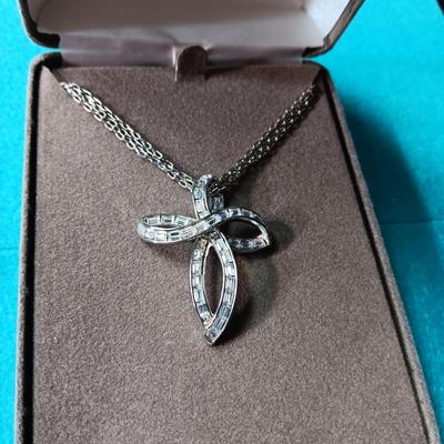 NOLAN MILLER RHINESTONE PENDANT AND CHAIN PLUS RHINESTONE EARRINGS