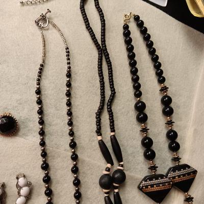 BLACK, BROWNS AND SILVER-TONE JEWELRY