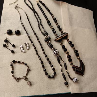 BLACK, BROWNS AND SILVER-TONE JEWELRY