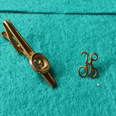 WORKING INGRAHAM POCKET WATCH, EAGLE PIN, TIE TACKS & CLIP, ONE RAILROAD THEME POCKET WATCH DOES NOT WORK
